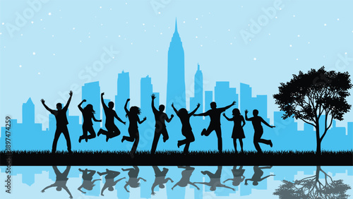 Mega collection of diverse people silhouettes including happy families jumping children professional photographers artists and business people talking isolated on white