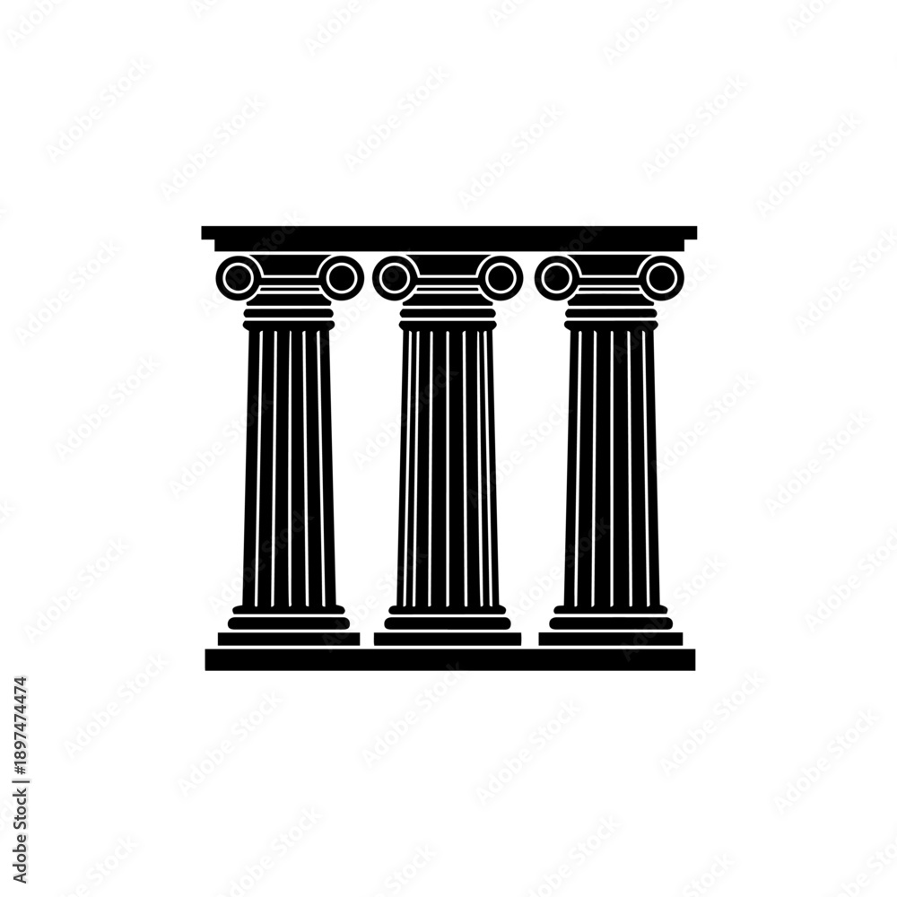 Obraz premium Elegant vector illustration of three classical greek ionic columns with entablature and architrave for architecture, design, or ancient history projects