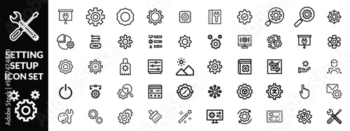Setting & Setup icon set. Containing Configuration, option, settings, control , and more. editable stroke. vector illustration