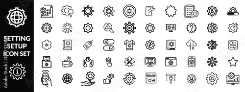 Setting & Setup icon set. Containing Configuration, option, settings, control , and more. editable stroke. vector illustration