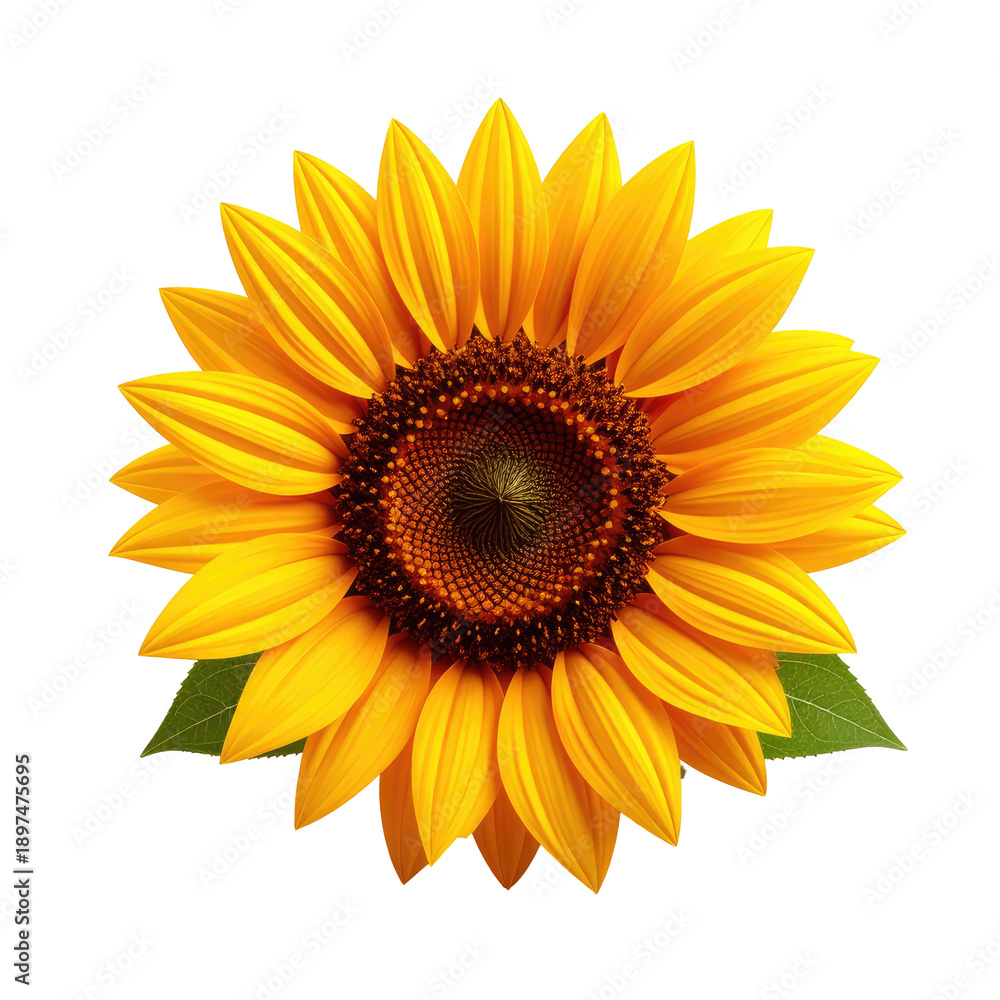 Obraz premium Close-up of a vibrant sunflower with yellow petals and brown center