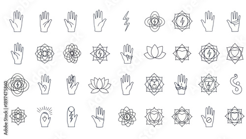 Esoteric Symbols and Hand Gestures: Mystical Icons Collection