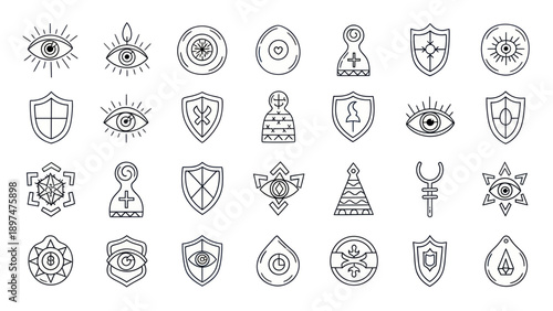 Esoteric Symbols Collection: Mystical Icons, Alchemy, Occult, Magic, Protection, Eye of Providence