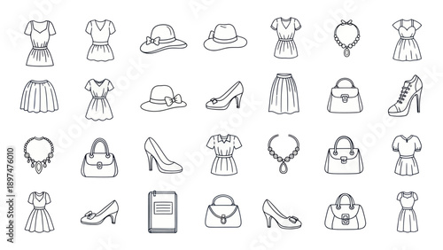 Fashion Icon Collection: Dresses, Hats, Shoes, Bags, Necklaces, Skirts