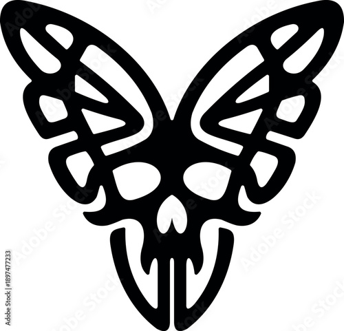 Tribal Demon Butterfly Emblem Black Silhouette