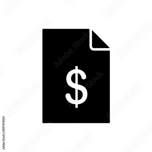 Financial document with dollar sign icon for money, invoices, payments, business, and banking. vector illustration for reports and statements.