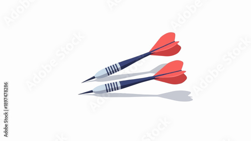 Two red-fletched darts cast shadows on a white surface