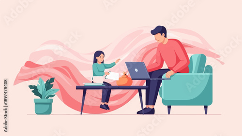 Two people working remotely and studying at home