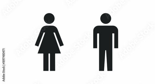 Two minimalist gender icons, one female, one male, in black