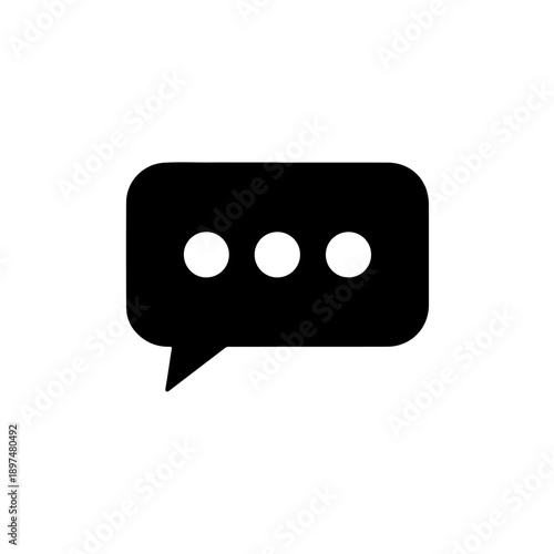 Sleek vector icon of a chat bubble with ellipsis for typing status. ideal for messaging apps, online communication, and digital interface design elements in black and white