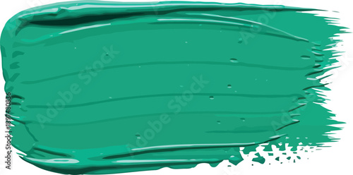 Textured teal green paint smear isolated on transparent background