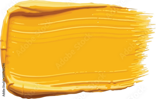 Mustard yellow oil paint smear isolated on transparent background