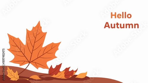 Vibrant orange leaves artfully arranged with accompanying text