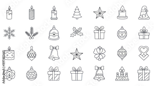 Christmas Icons Set: Hand-drawn festive symbols for holiday design