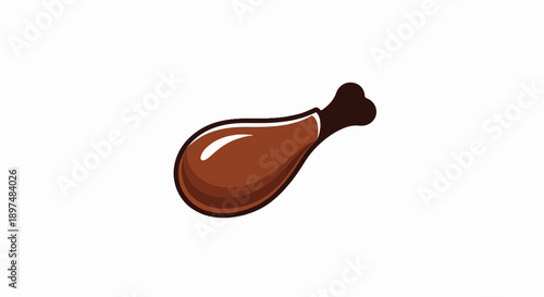 Cartoon chicken leg with a glossy sheen, isolated on a white background
