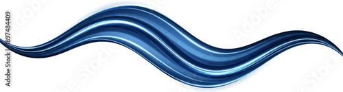 Flowing abstract wavy lines in shades of deep blue and bright cyan on a white background