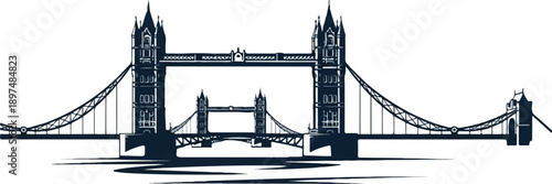 A striking silhouette of a famous double-towered bascule bridge with arched walkways