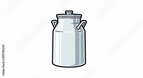 A classic silver milk can with two handles and a domed lid sits centrally