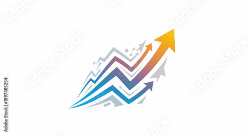 Colorful arrows ascend on a white background, symbolizing growth