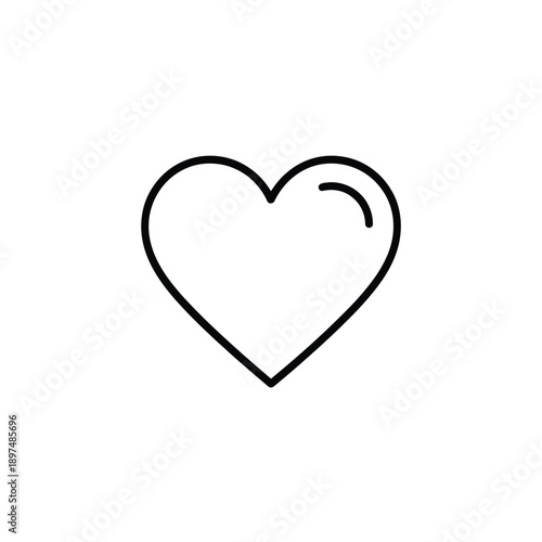 Simple black outline of a heart with a small curved line inside