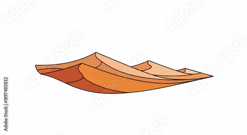 Stylized desert dunes with smooth, flowing curves in shades of orange and tan