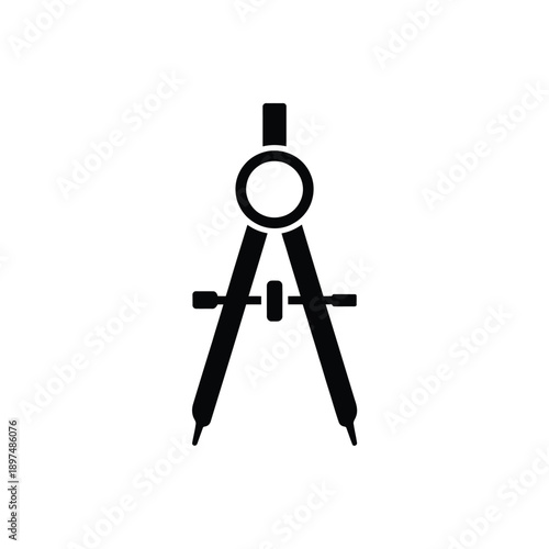 A black silhouette of a drafting compass a geometric tool