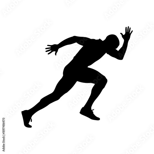 Dynamic athlete silhouette vector illustration - powerful sprinter starting pose for sports, fitness, and competition themes. energetic human figure in motion. speed and performance graphic.