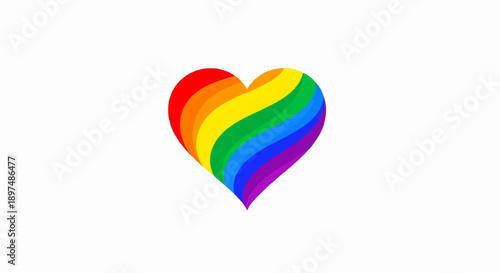 A stylized heart with rainbow-colored stripes