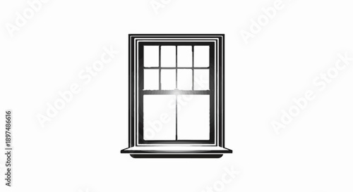 A graphic illustration of an old-fashioned window with a sunbeam