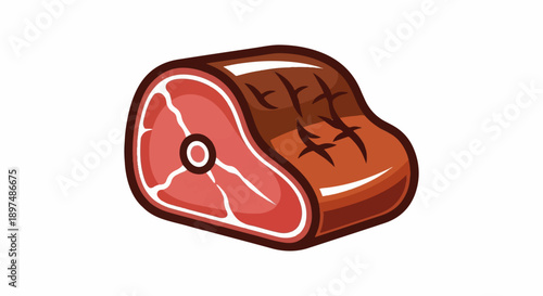 A cartoon style illustration of a raw steak with grill marks on a white background