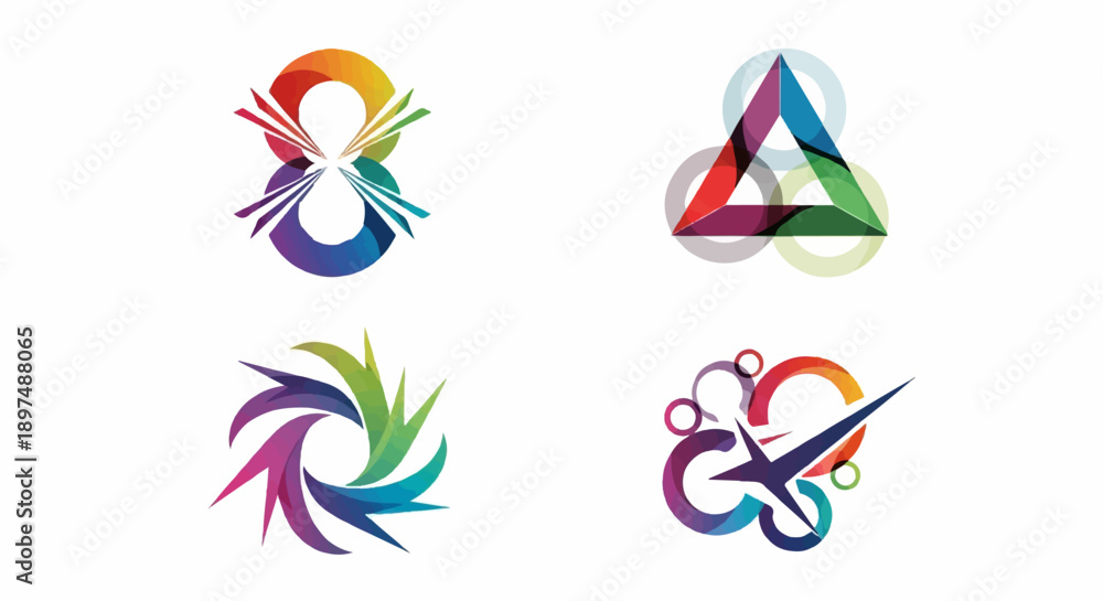 Obraz premium Abstract colorful logos with geometric and circular elements