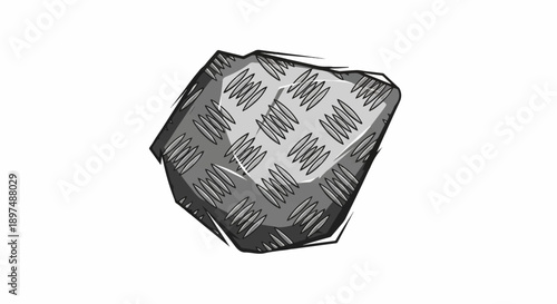 Textured metallic geometric shape with rough outline