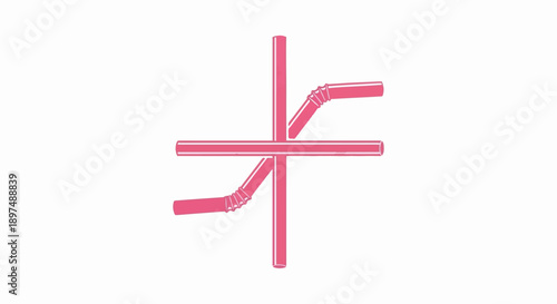 Abstract composition of pink bendable straws intersecting
