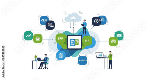 Business professionals using modern technology for efficient workflow management