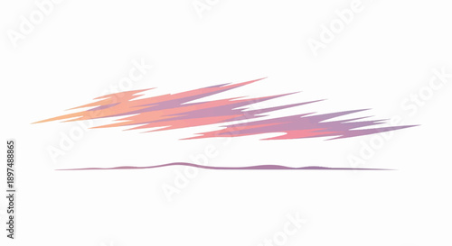 Stylized sunset over distant, low-lying hills in a pixelated graphic