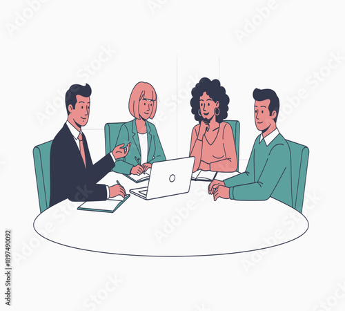 Professional Business Character Illustration for Corporate Partnership Concept
