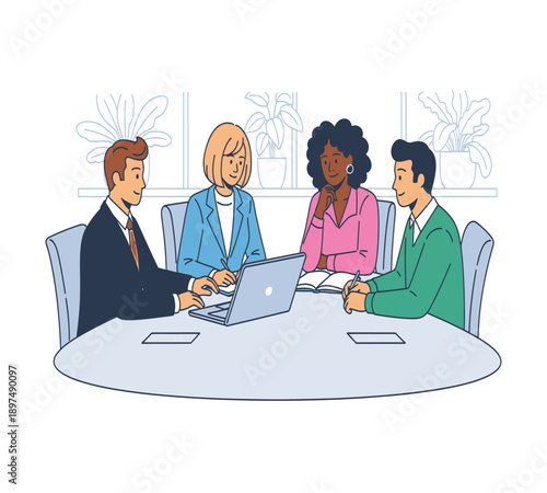 Professional Business Character Illustration for Corporate Partnership Concept
