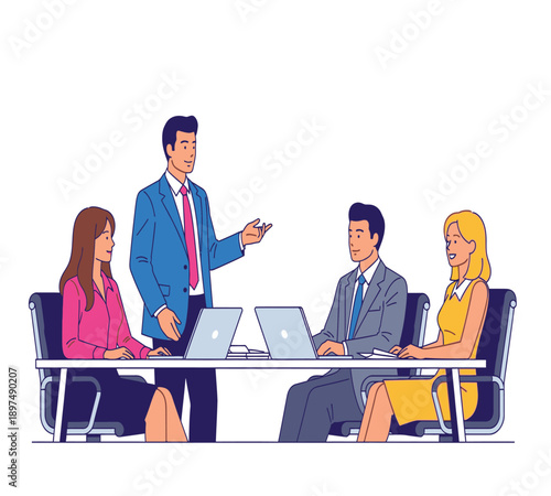 Professional Business Character Illustration for Corporate Partnership Concept
