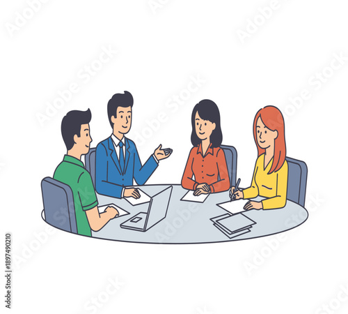 Professional Business Character Illustration for Corporate Partnership Concept
