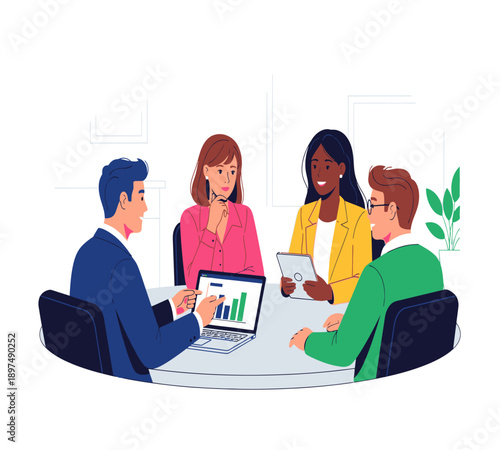 Professional Business Character Illustration for Corporate Partnership Concept
