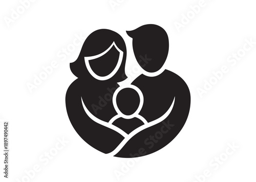 Family Icon, Editable Solid Vector Illustration