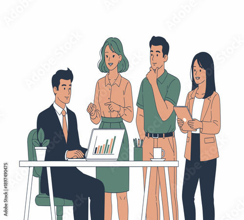 Professional Business Character Illustration for Corporate Partnership Concept
