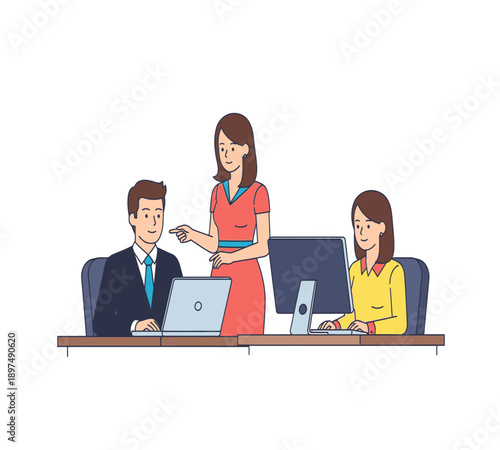 Professional Business Character Illustration for Corporate Partnership Concept
