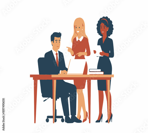 Professional Business Character Illustration for Corporate Partnership Concept
