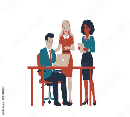 Professional Business Character Illustration for Corporate Partnership Concept
