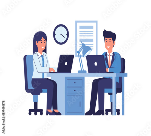 Professional Business Character Illustration for Corporate Partnership Concept
