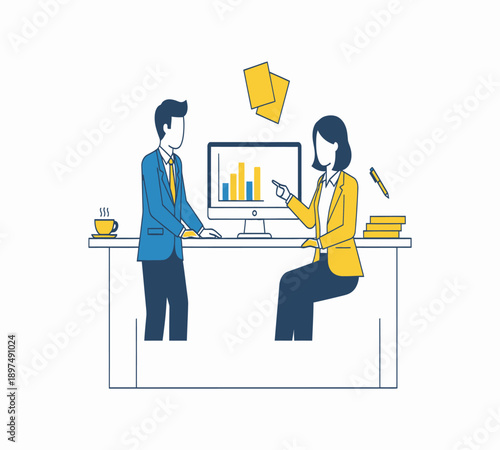 Professional Business Character Illustration for Corporate Partnership Concept
