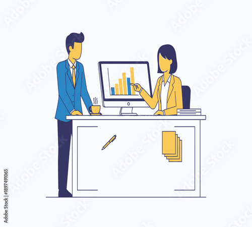 Professional Business Character Illustration for Corporate Partnership Concept
