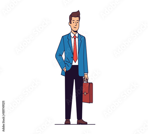 Professional Business Character Illustration for Corporate Partnership Concept

