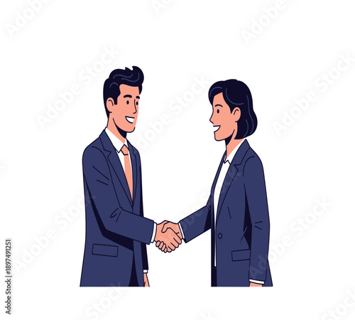 Professional Business Character Illustration for Corporate Partnership Concept
